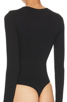 Lezat Bodysuit Porta Long Sleeve Cutout Organic Cotton Bodysuit - Black