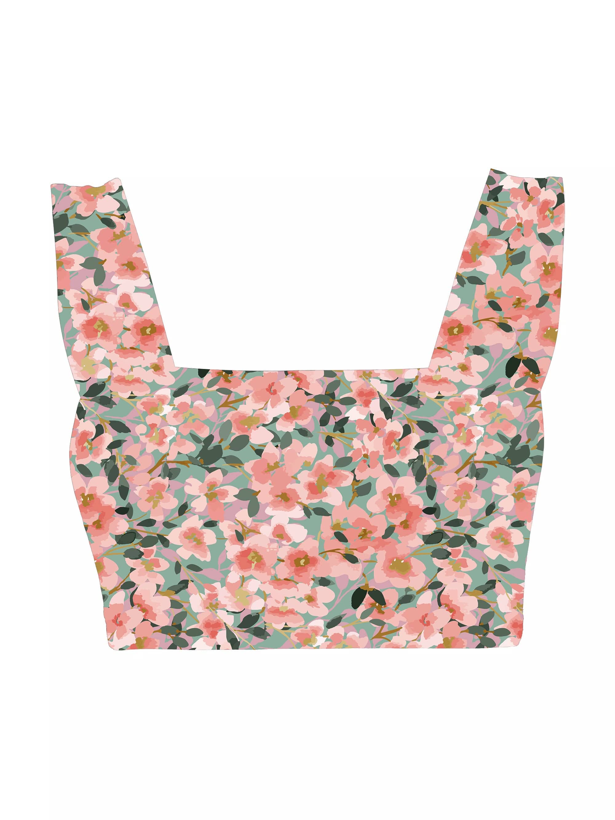 Lezat Bra Blossom Print / XS Square Neck Organic Cotton Sports Bra