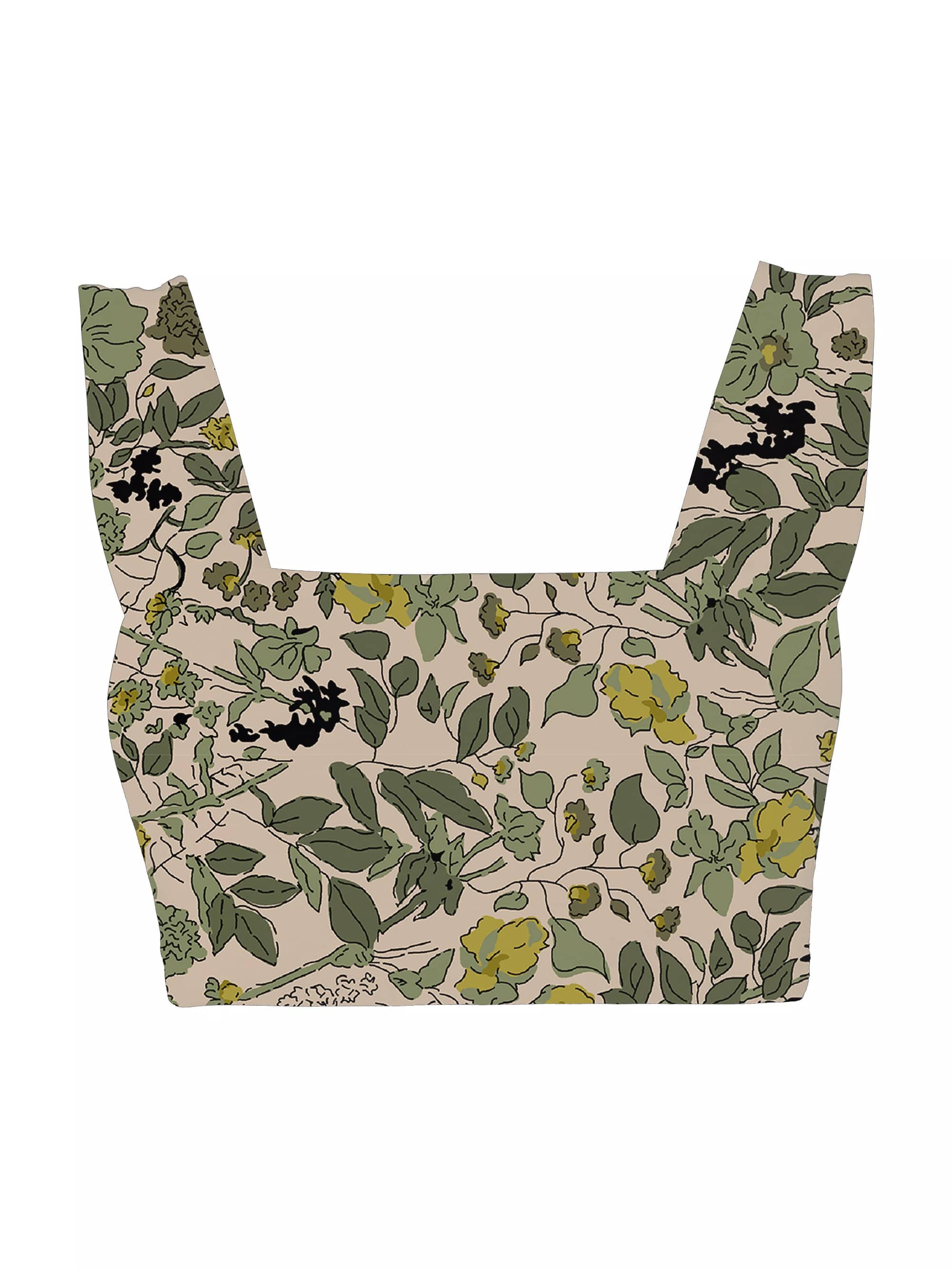 Lezat Bra Botanical / XS Square Neck Organic Cotton Sports Bra