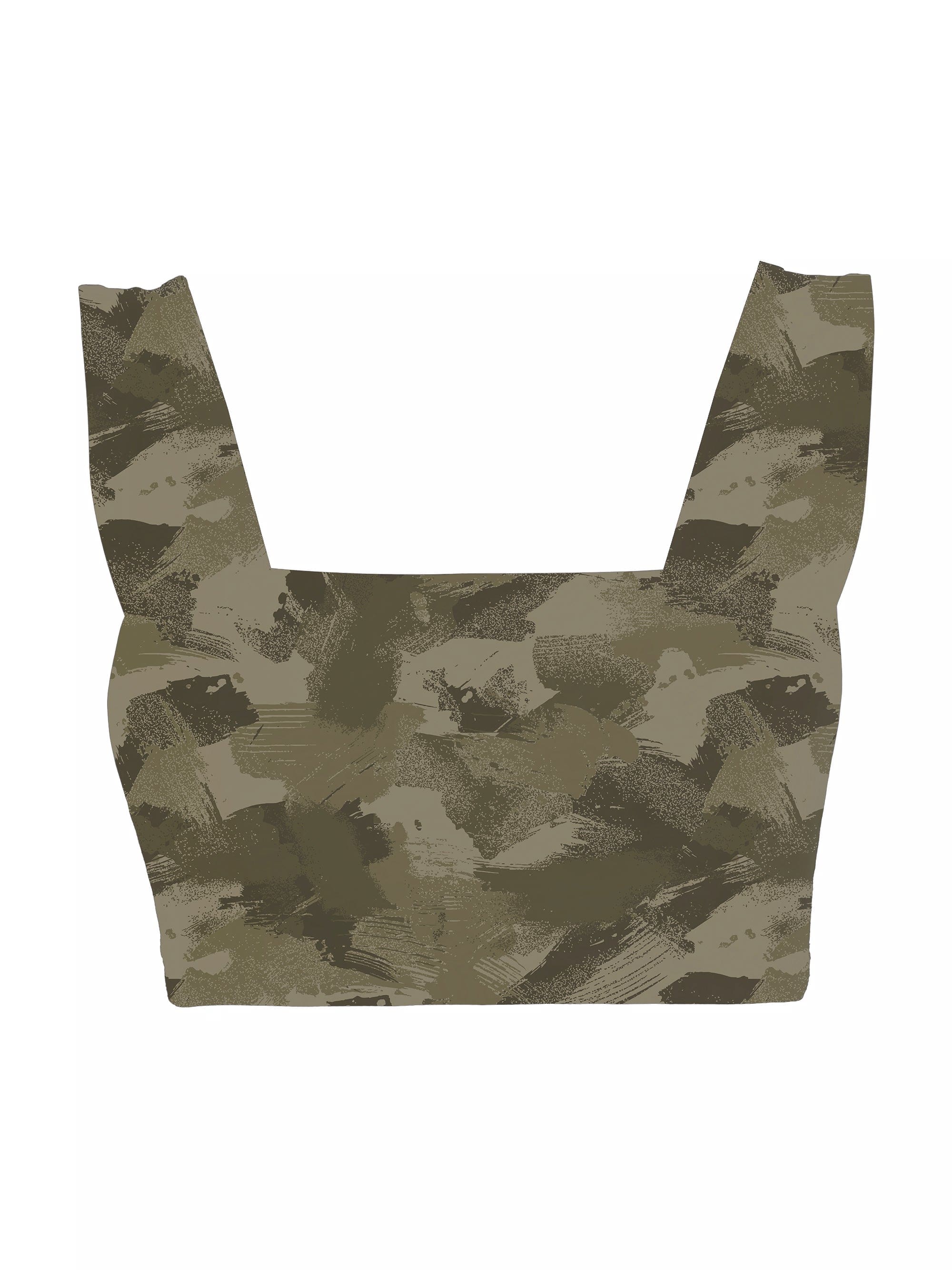 Lezat Bra Camo Brush / XS Square Neck Organic Cotton Sports Bra