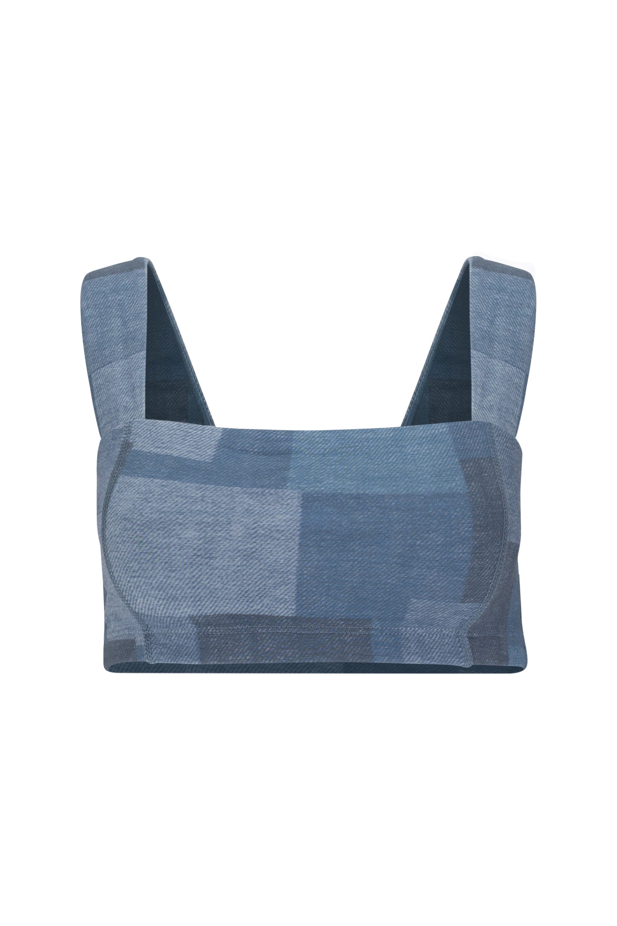 Lezat Bra Denim Patchwork / XS Square Neck Organic Cotton Sports Bra
