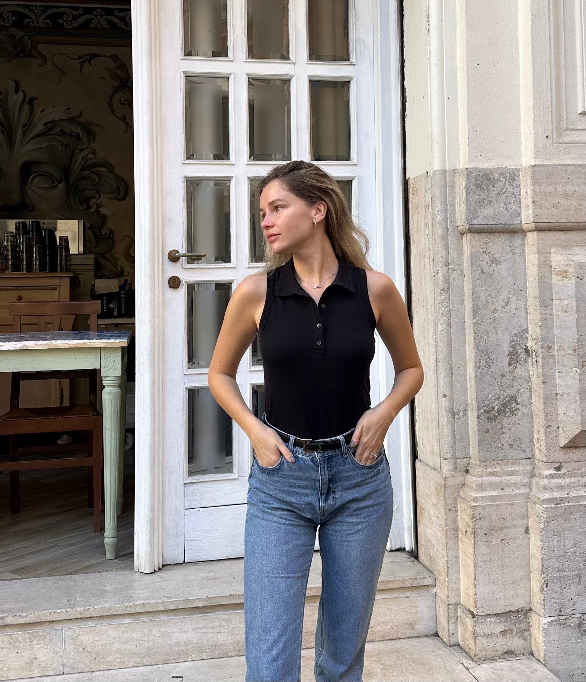 Lezat Bra Lexy Organic Cotton Polo Tank - Black