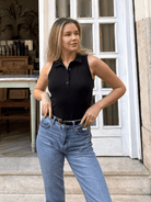 Lezat Bra Lexy Organic Cotton Polo Tank - Black