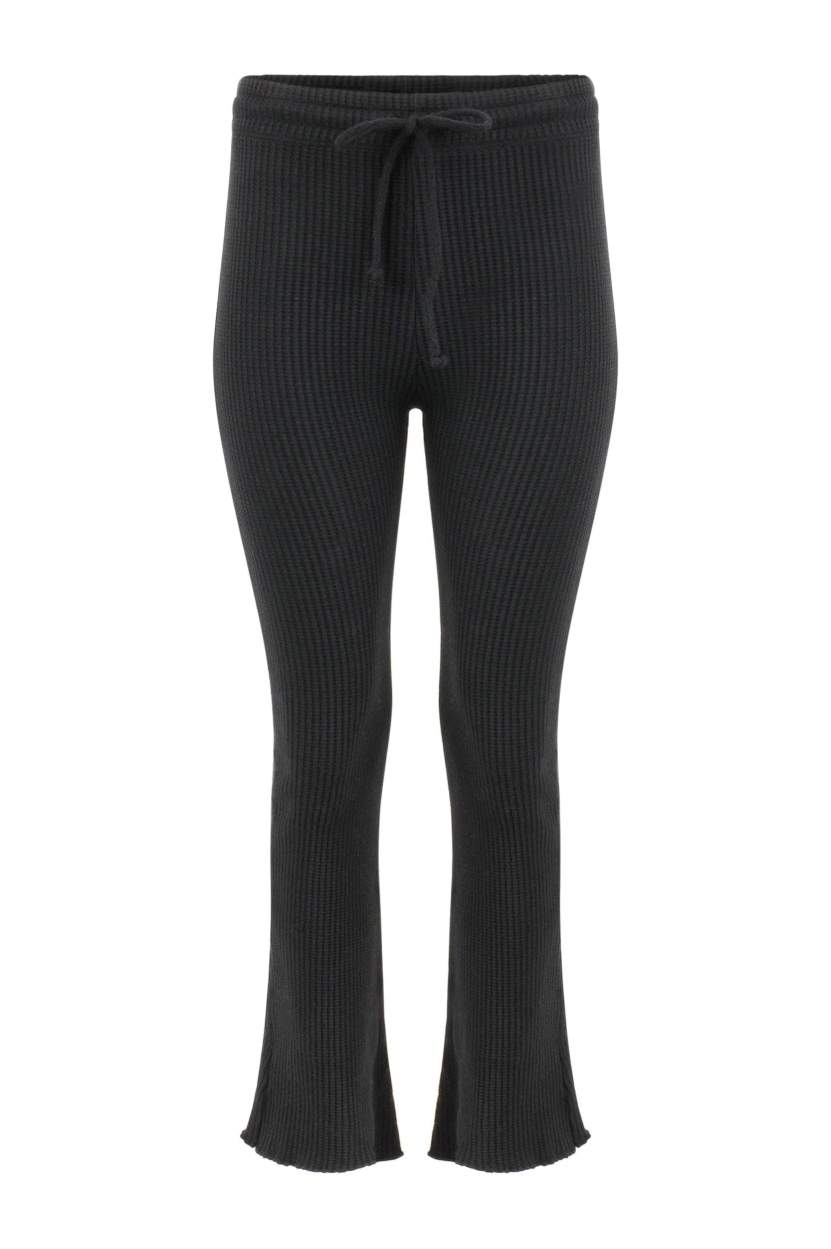 Lezat Drawstring Pant Fiona Organic Cotton Waffle Thermal Pant - Black