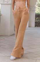 Lezat Drawstring Pant Jules Waffle Knit Organic Cotton Drawstring Pant - Iced Coffee