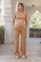 Lezat Drawstring Pant Jules Waffle Knit Organic Cotton Drawstring Pant - Iced Coffee