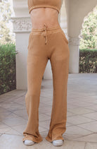 Lezat Drawstring Pant Jules Waffle Knit Organic Cotton Drawstring Pant - Iced Coffee