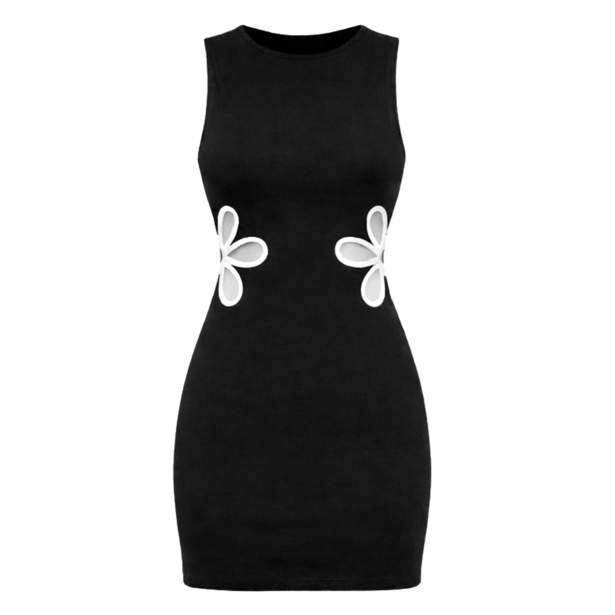 Bagley Organic Cotton Flower Cutout Mini Dress Black / XL