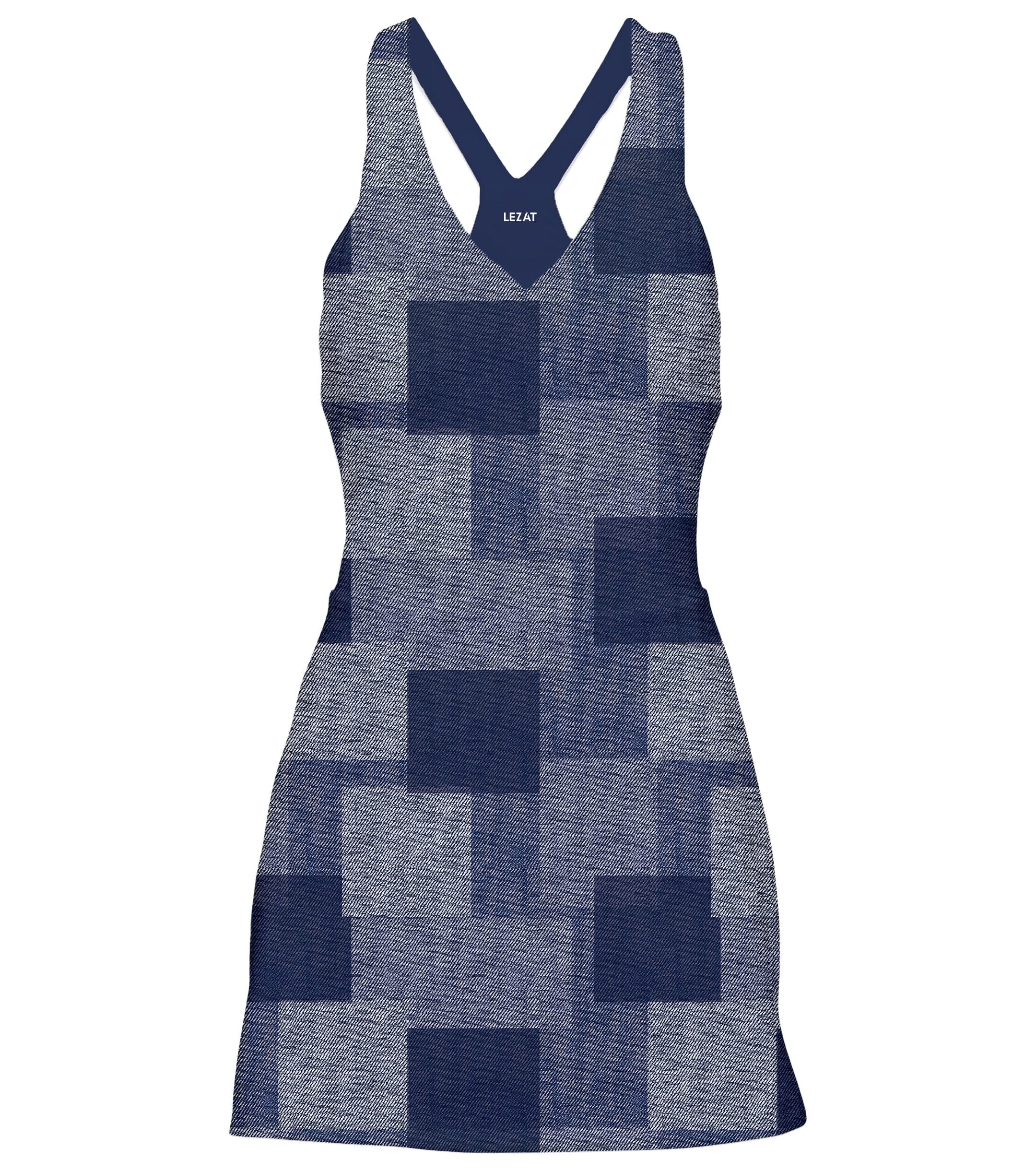 Lezat Dress Denim Patchwork / XS Isla Racerback Organic Cotton Sport Dress