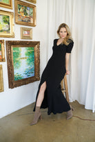 Lezat Dress Erin Rib Button Up Maxi Dress - Black