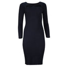 Lezat Dress Jenny Long Sleeve Cutout Midi Rib Dress - Black