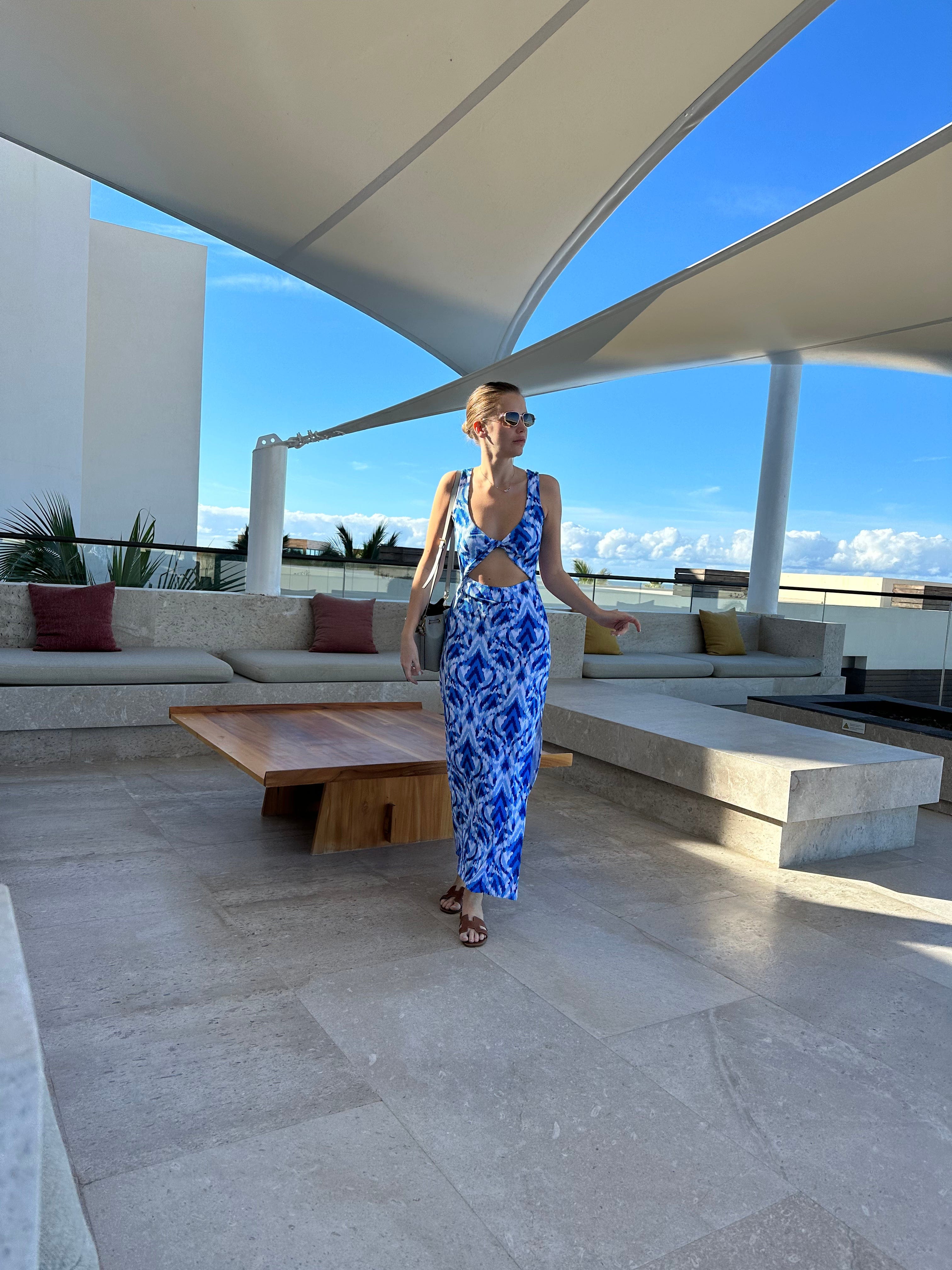 Lezat Dress Krista Twist Dress - Blue Ikat