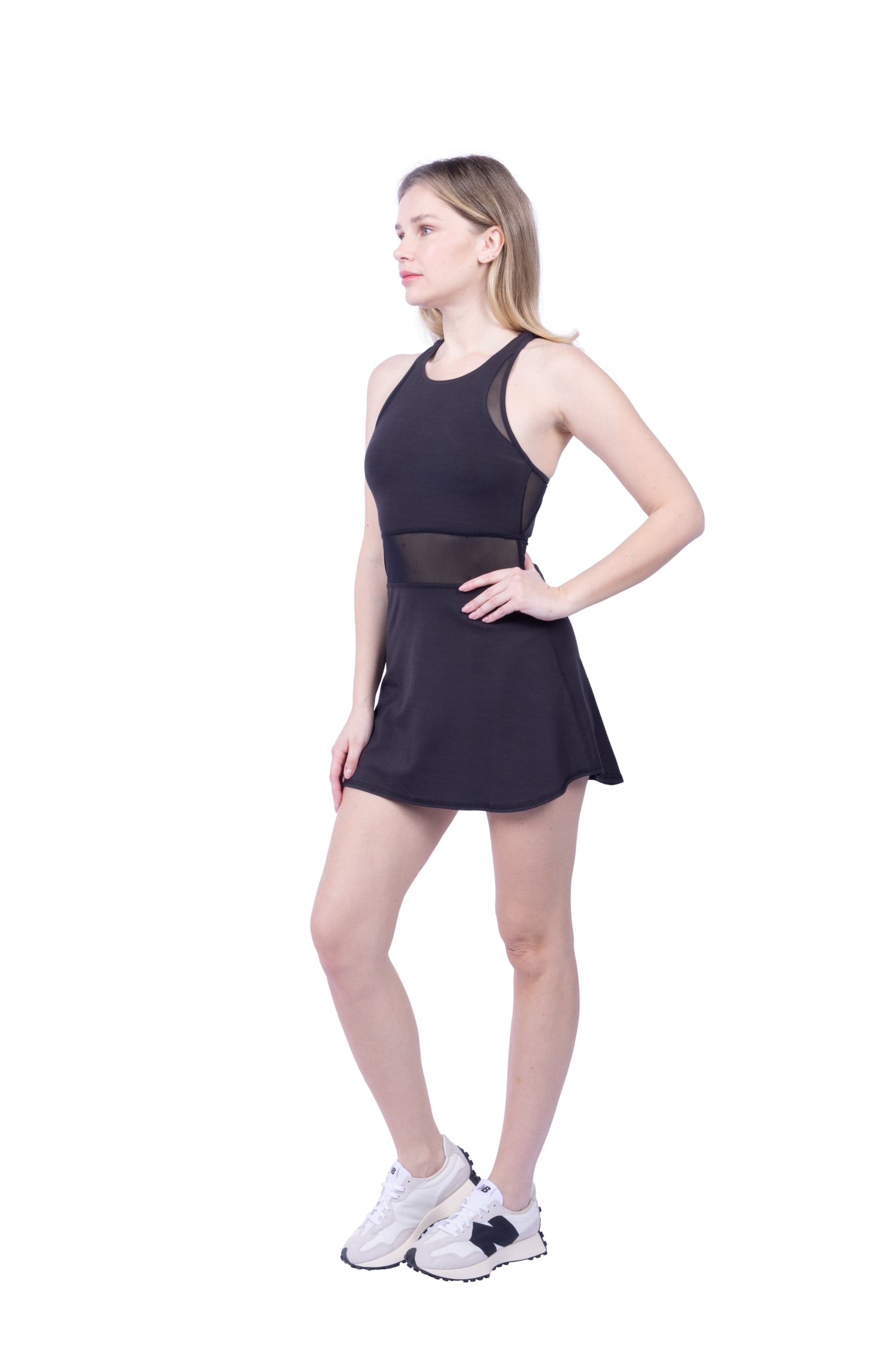 Lezat Dress Leena Organic Cotton & Mesh Sport Dress - Black