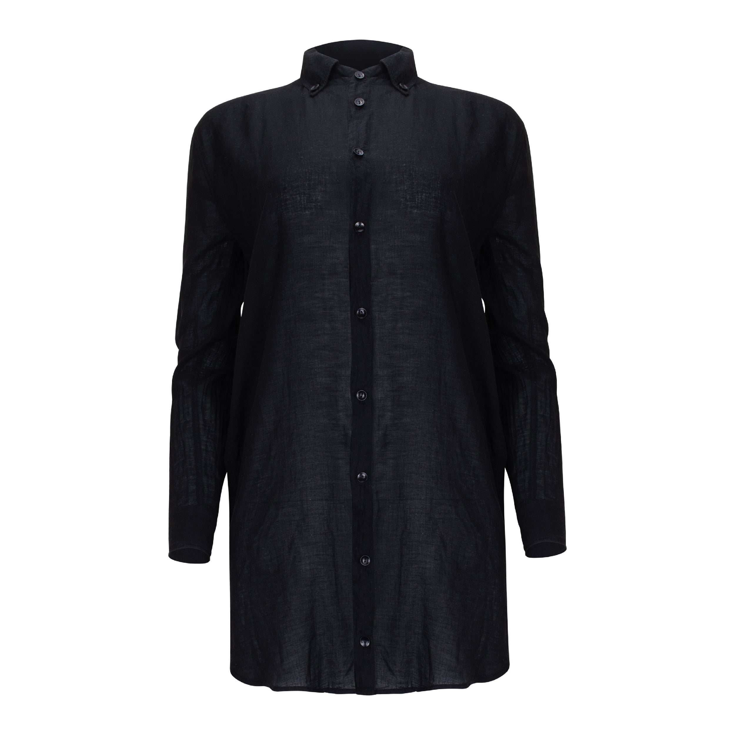 Lezat Dress Naomi Floral Linen Tunic Blouse - Black