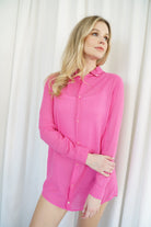 Lezat Dress Naomi Floral Linen Tunic Blouse - Pink Aster