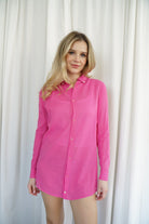Lezat Dress Naomi Floral Linen Tunic Blouse - Pink Aster