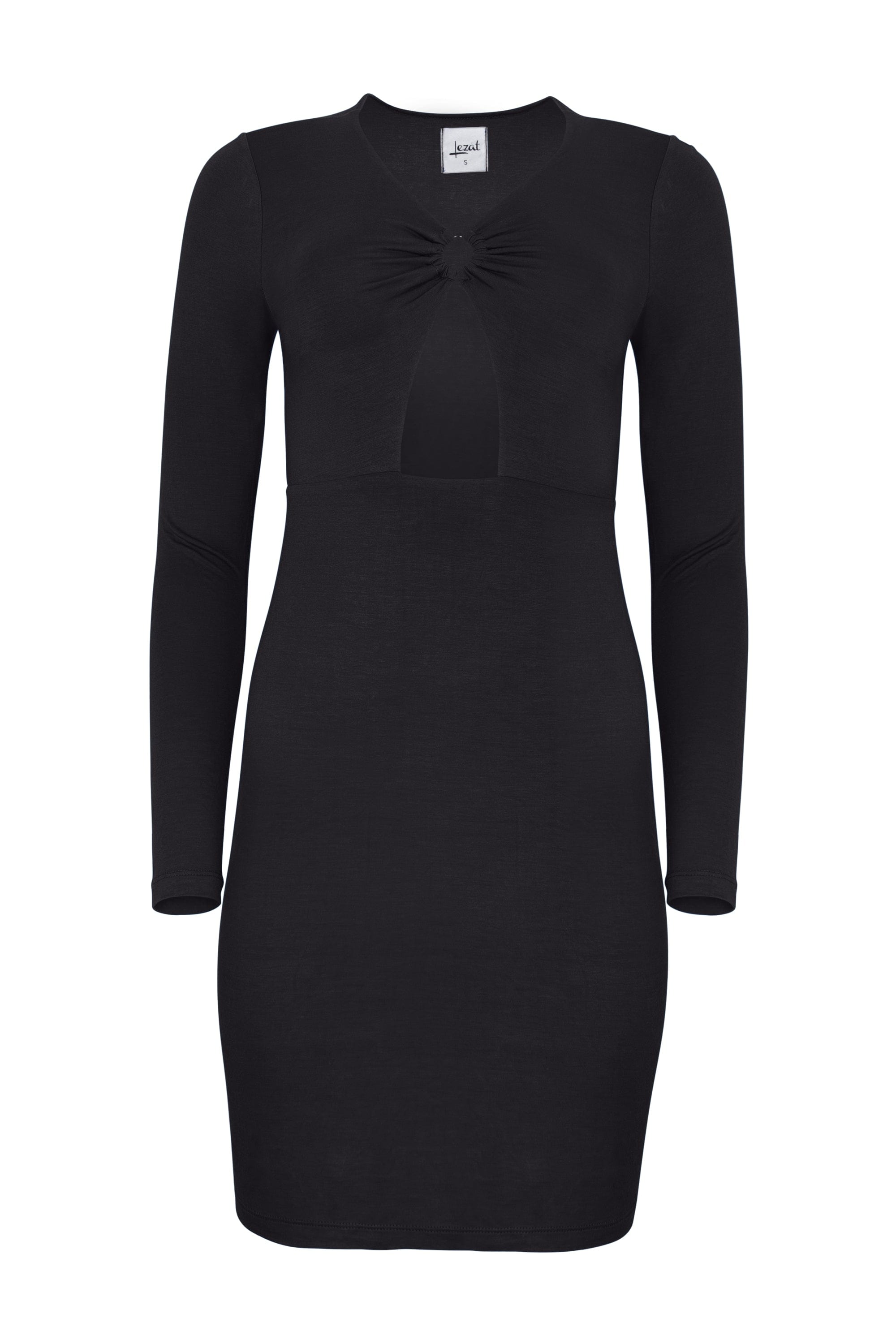 Lezat Dress Nelly Front Cut Out Modal Mini Dress - Black