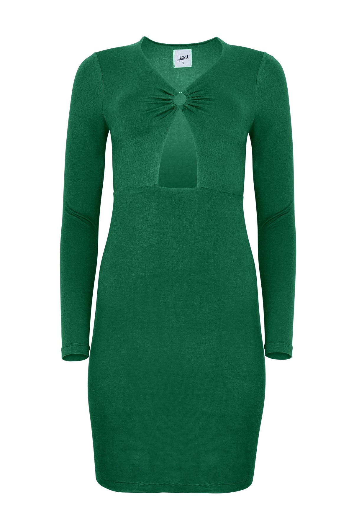 Lezat Nelly Front Cut Out Modal Mini Dress - Emerald - Green - L Lezat Nelly Front Cut Out Modal Mini Dress - Emerald - Green - L