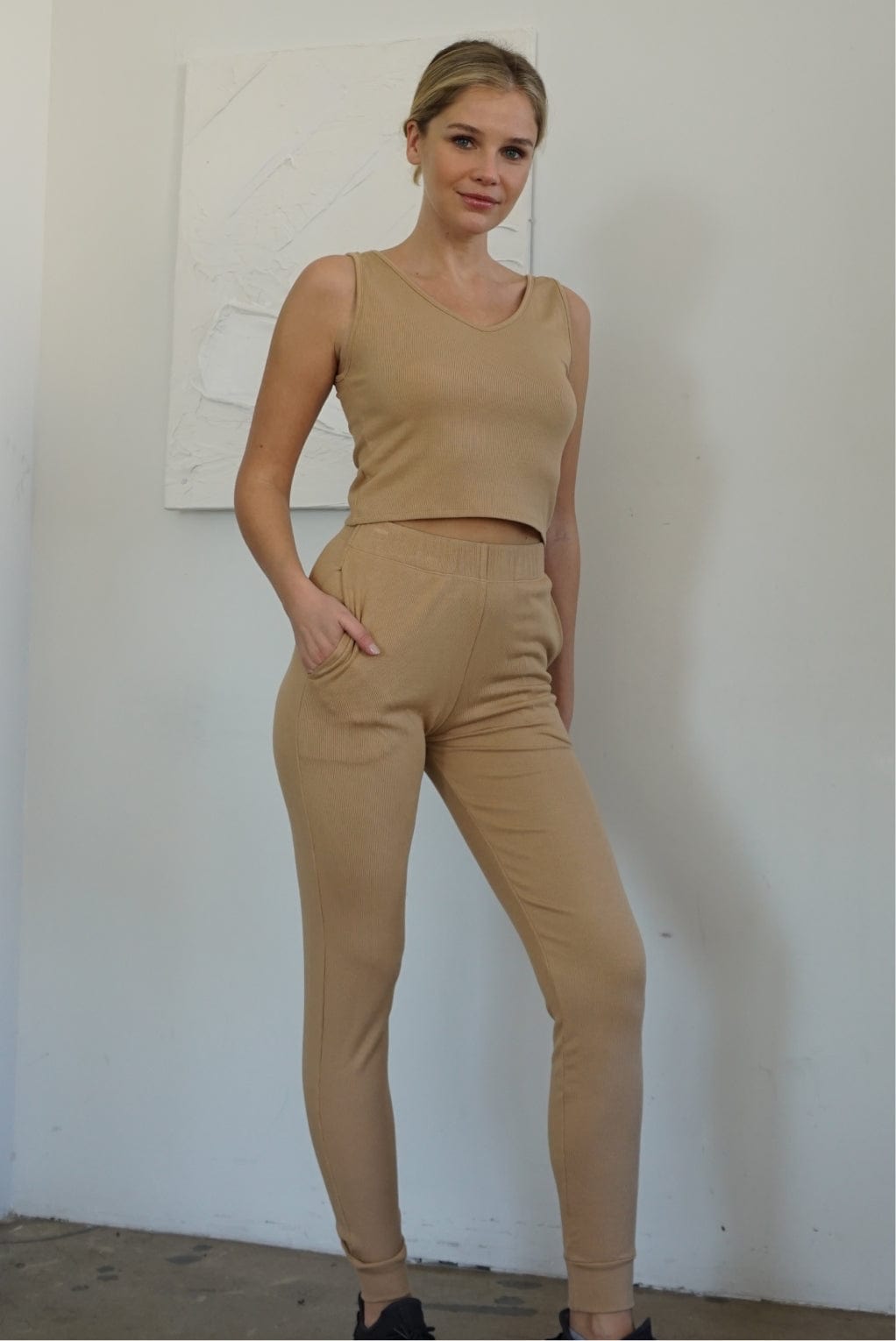 Lezat Jogger Self-Love Rib Jogger Pant - Beige