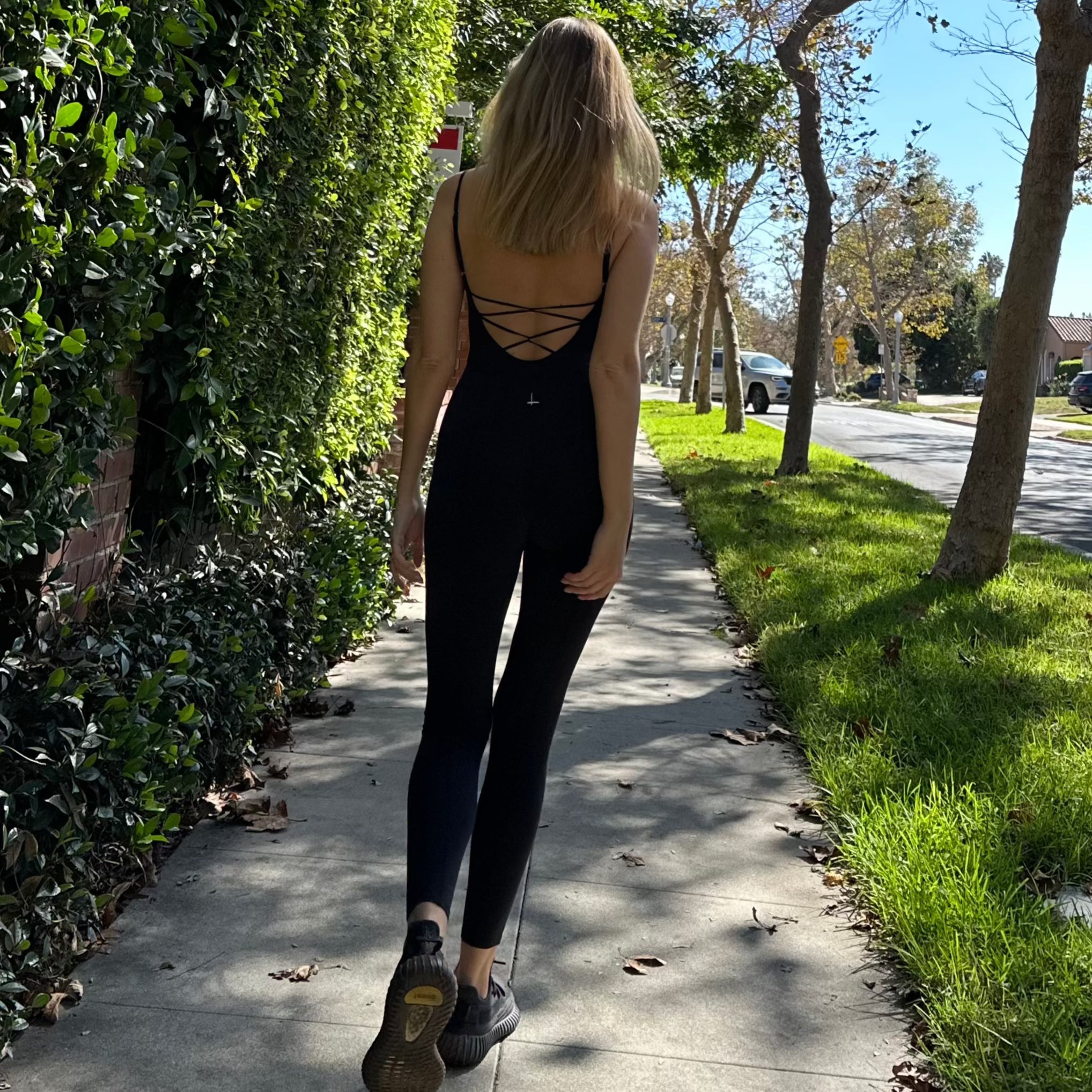 Lezat Jumpsuit Lorna Criss-Cross Organic Cotton Jumpsuit - Black