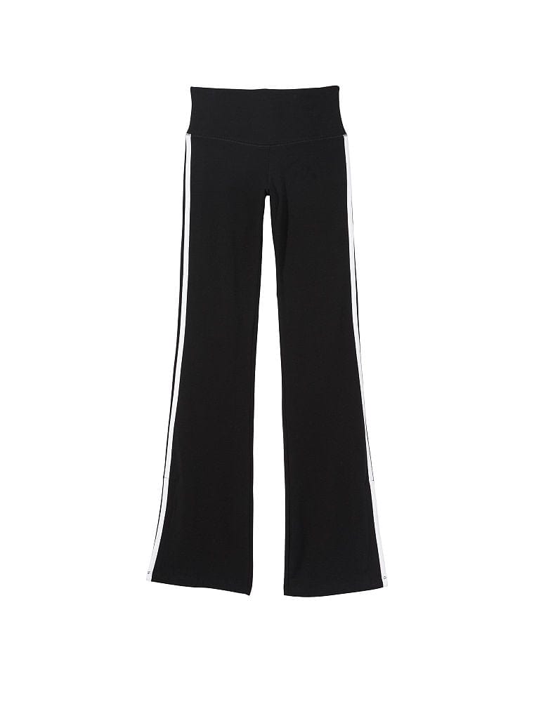 Lezat Legging Ella Organic Cotton High-Rise Flare Stripe Leggings - Black