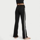 Lezat Legging Ella Organic Cotton High-Rise Flare Stripe Leggings - Black