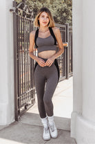 Lezat Legging Neda Colorblock Organic Cotton High Waisted Legging - Dark Heather Gray