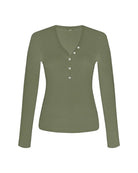 Lezat Long Sleeve Army / XS Monroe Organic Cotton Henley Long Sleeve