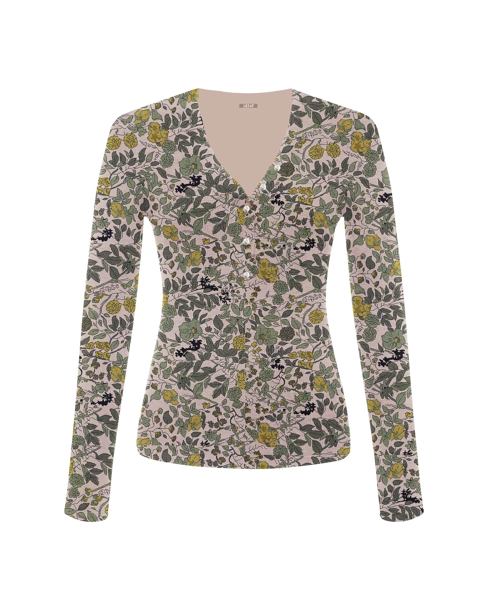 Lezat Long Sleeve Botanical / XS Monroe Organic Cotton Henley Long Sleeve