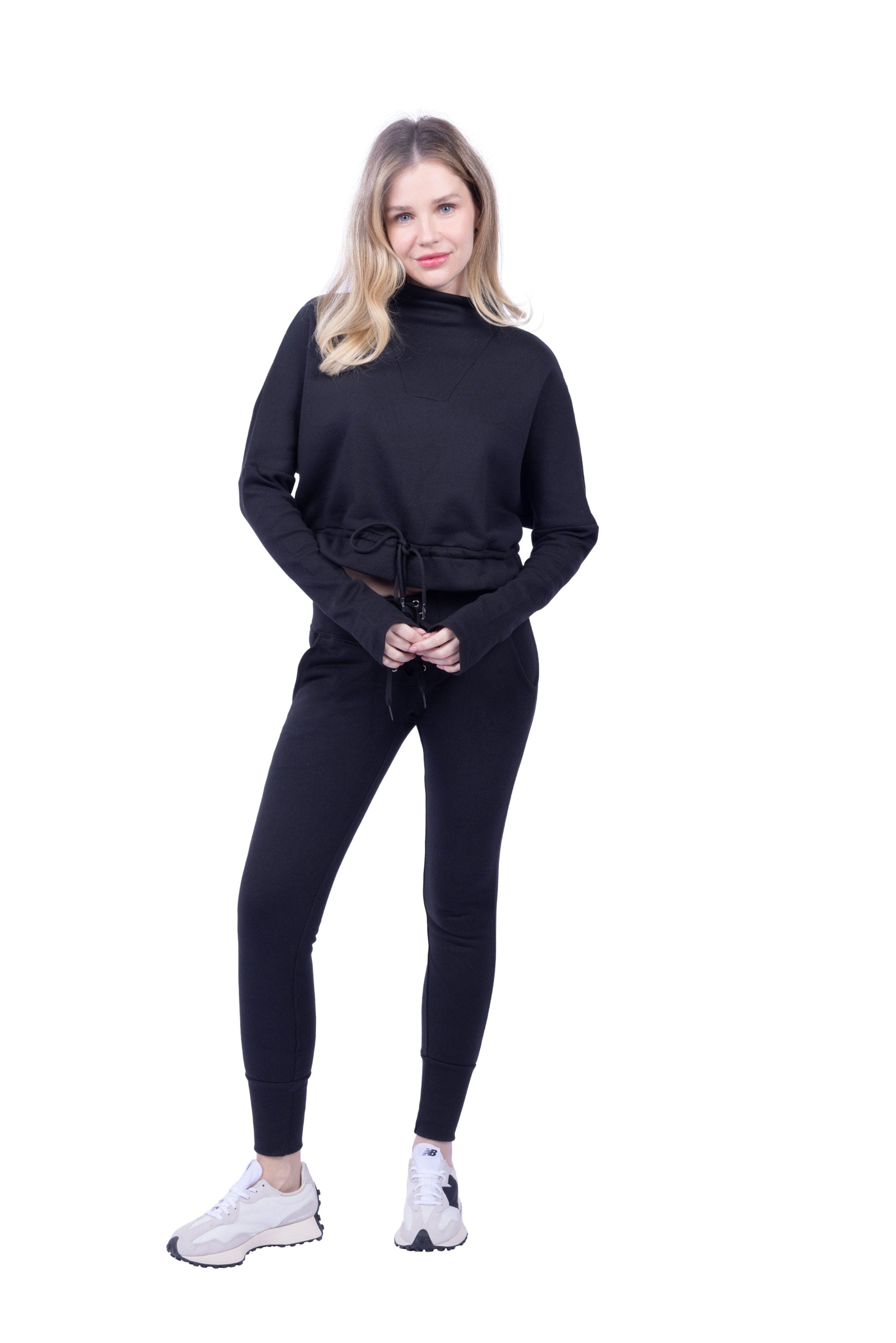 Lezat Pullover Britney Organic Cotton Roll-Neck Sweatshirt - Black