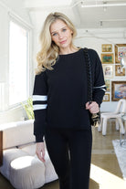 Lezat Pullover Gilda Organic Cotton Varsity Sweatshirt - Black