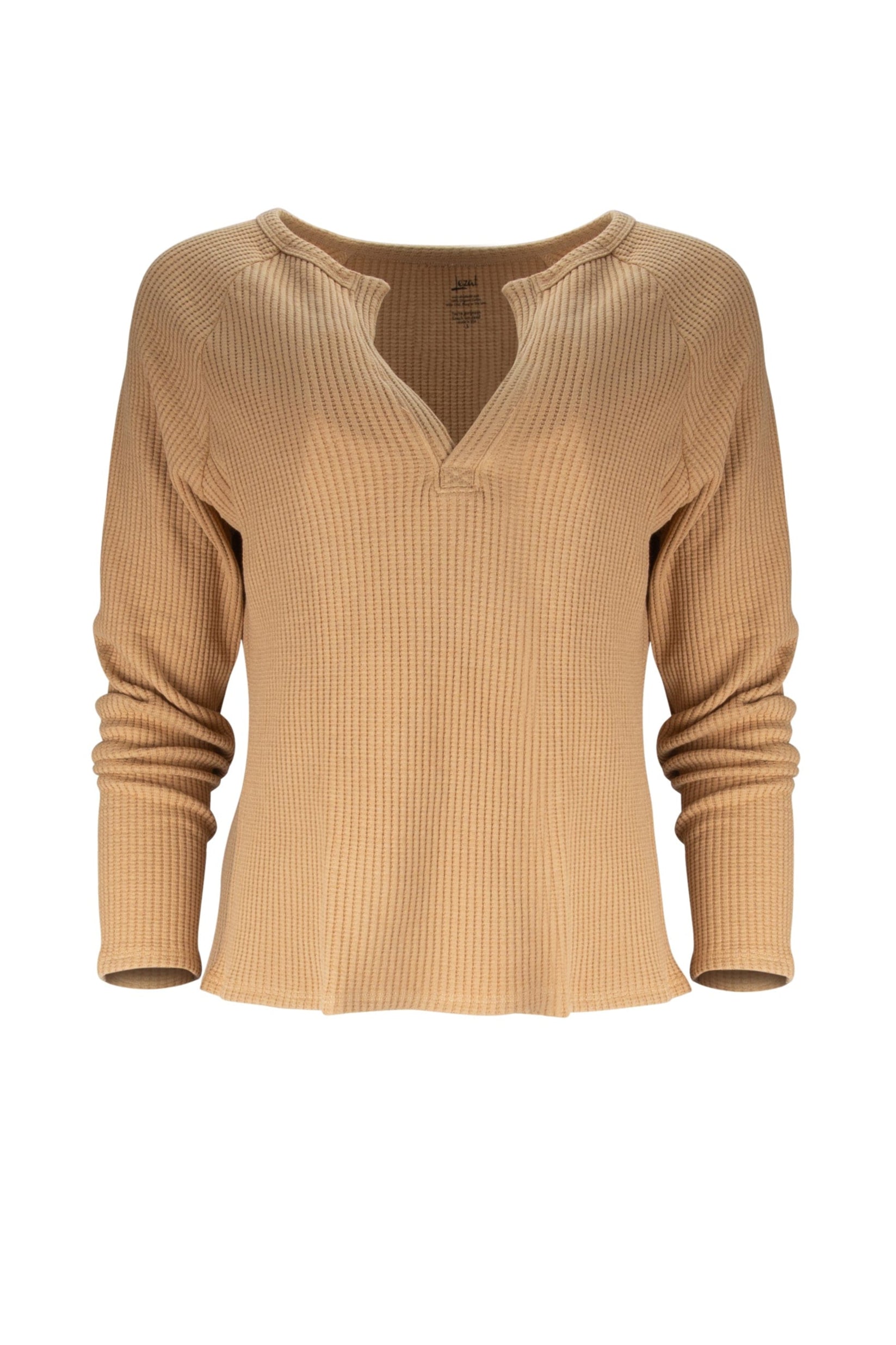 Lezat Pullover Iced Coffee / XS Jules Waffle Knit Organic Cotton V-Neck Pullover