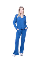 Lezat Pullover Jules Waffle Knit Organic Cotton V-Neck Pullover - Marine