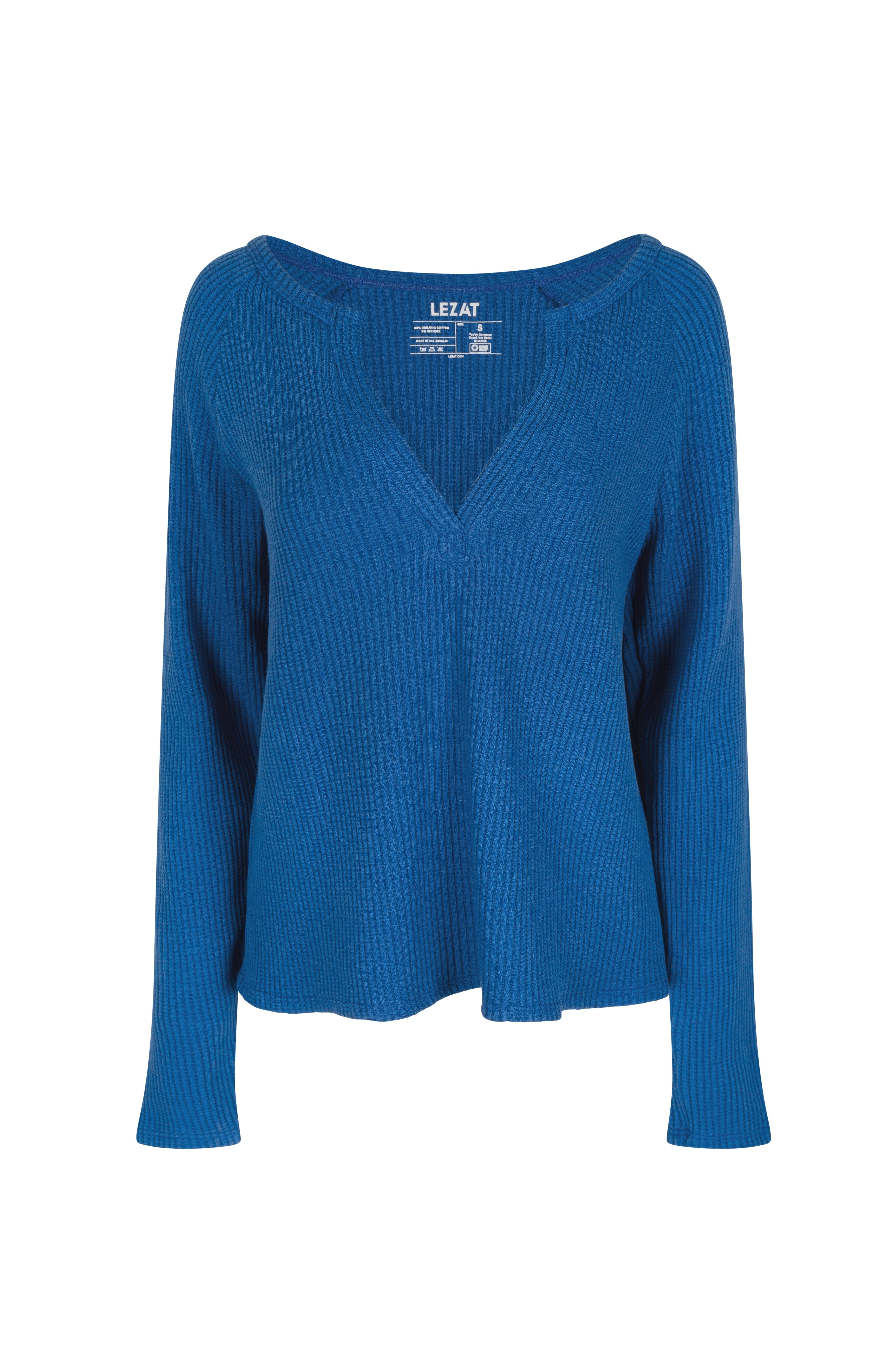 Lezat Pullover Marine / XS Jules Waffle Knit Organic Cotton V-Neck Pullover
