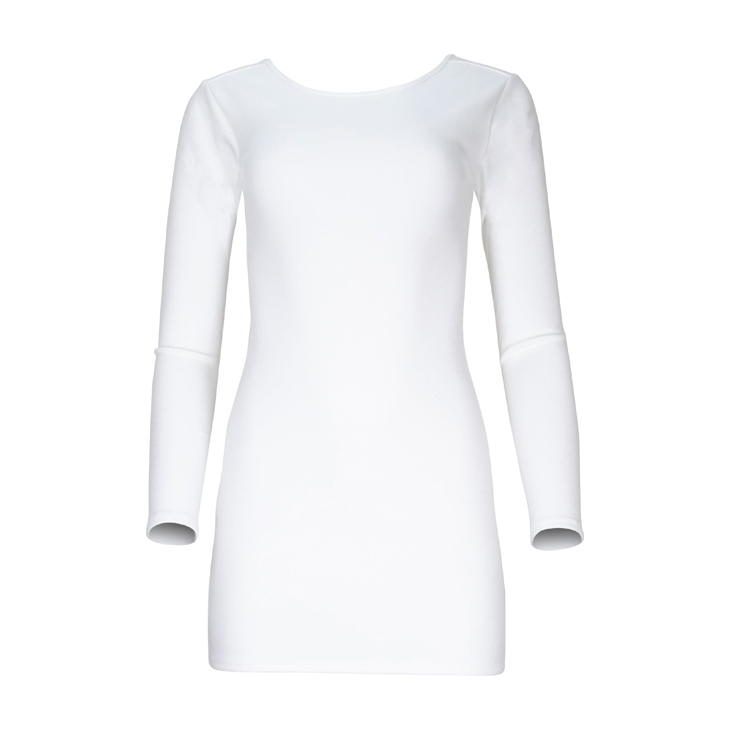 Lezat Rompers Jenna Long Sleeve Open Back Cotton Mini Dress - Ivory