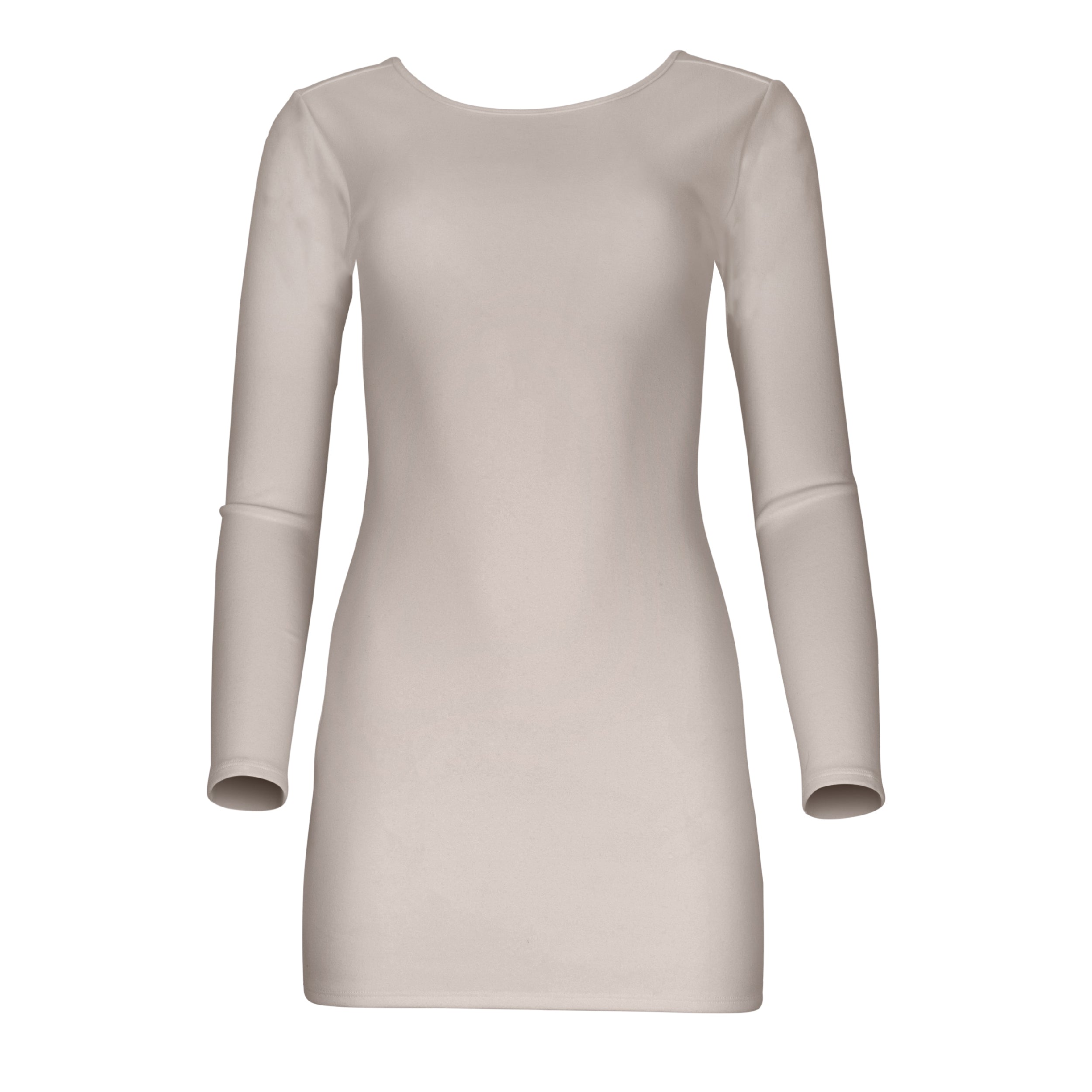 Lezat Rompers Jenna Long Sleeve Open Back Cotton Mini Dress - Latte