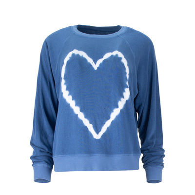 Lezat Sweatpants Heart-to-Heart Cotton Sweatshirt - Acid Denim
