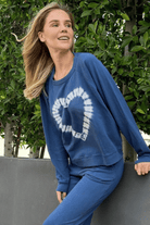 Lezat Sweatshirt Heart-to-Heart Cotton Sweatshirt - Acid Denim