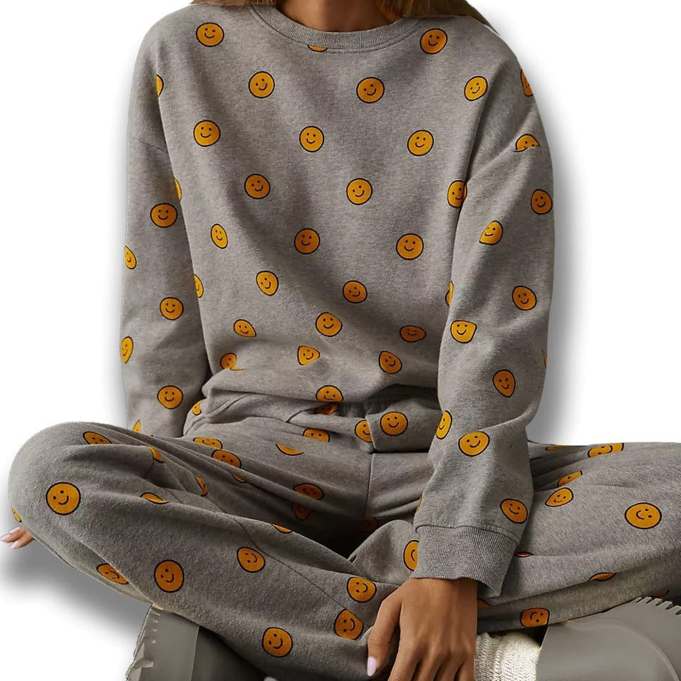 Lezat Sweatshirt Smile Crewneck Oversized Cotton Sweatshirt
