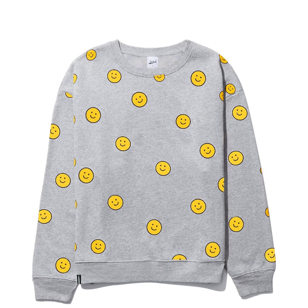 Lezat Sweatshirt Smile Crewneck Oversized Cotton Sweatshirt