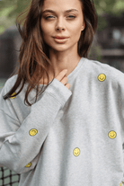 Lezat Sweatshirt Smile Crewneck Oversized Cotton Sweatshirt
