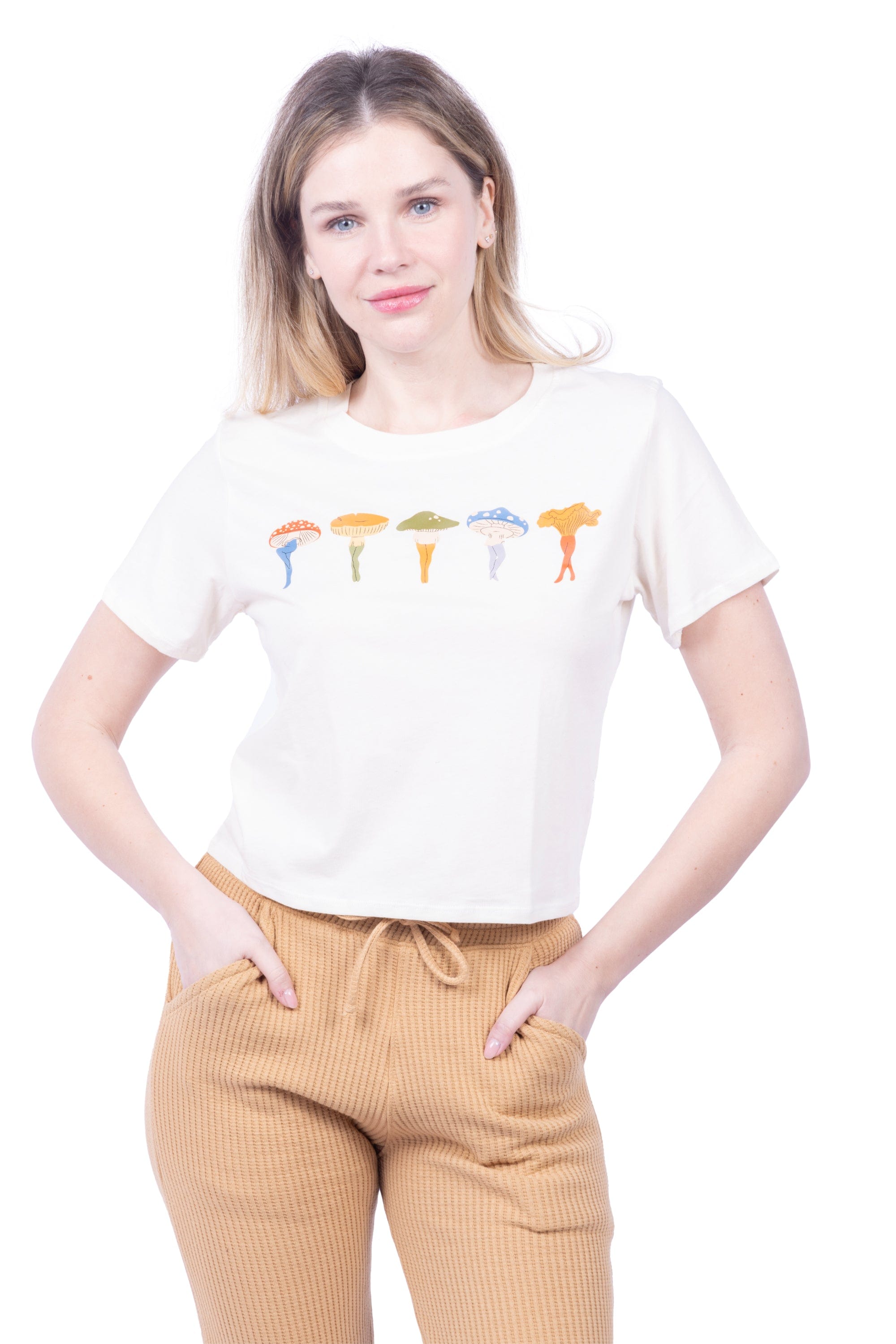 Lezat T-Shirt Cropped Everyday Organic Cotton Tee - Shrooms