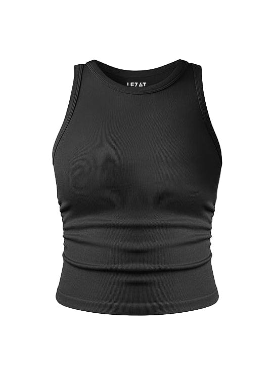 Lezat Tank Black / XS Tina Crew Neck Organic Cotton Ruched Tank Top