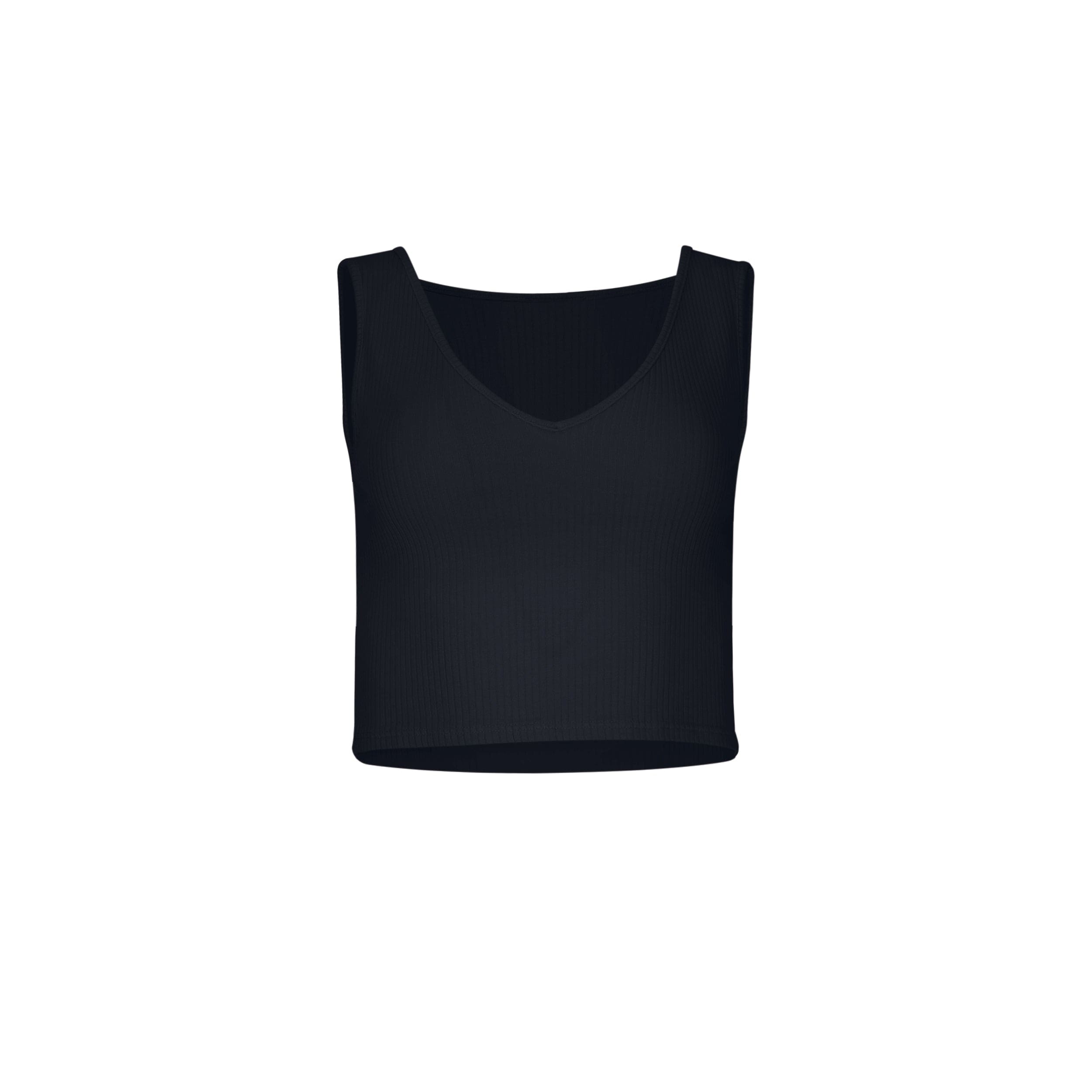Lezat Tank Greyson Cropped Rib Cotton Tank - Black