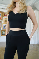 Lezat Tank Greyson Cropped Rib Cotton Tank - Black