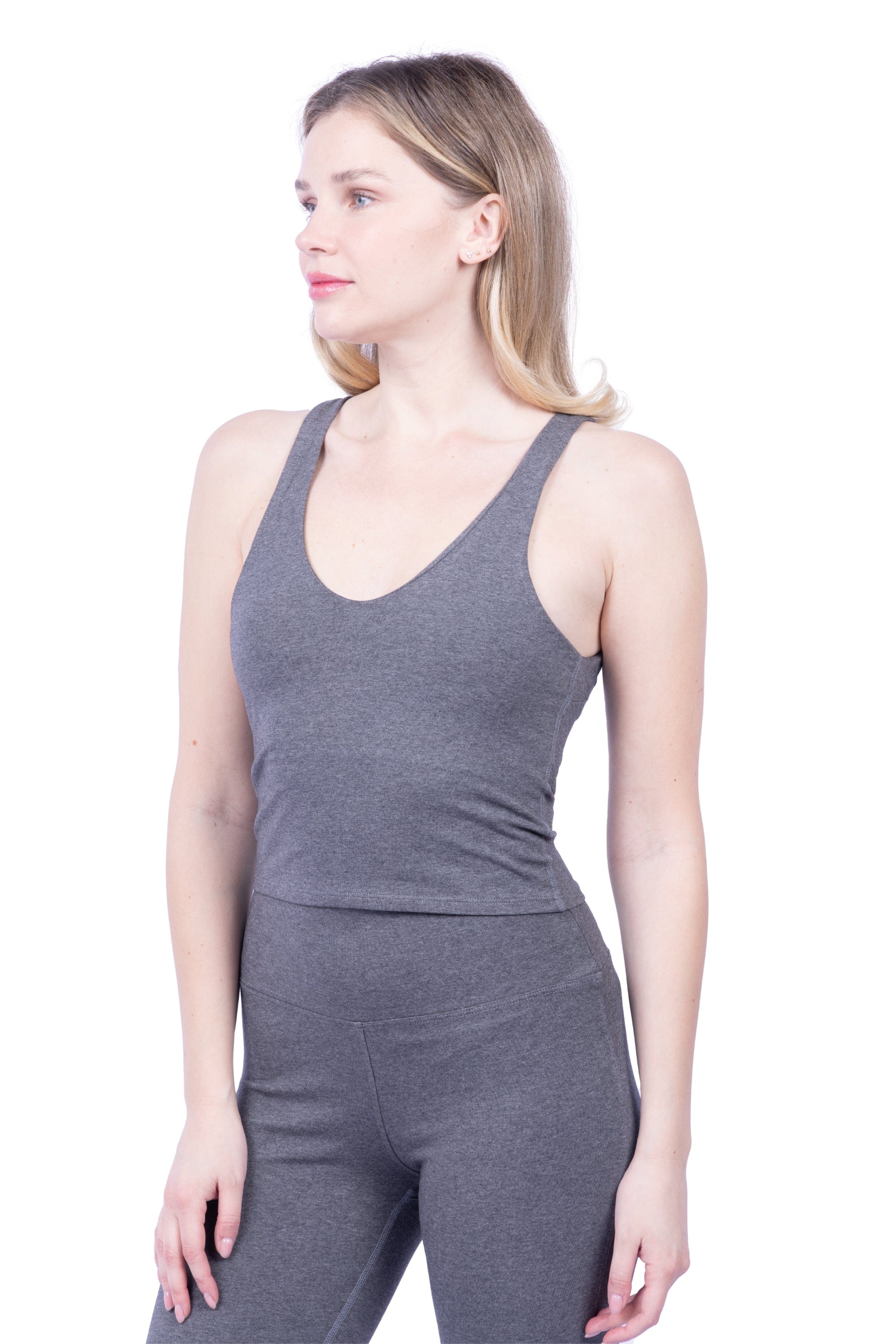 Lezat Tank Ronnie Organic Cotton Cutout Tank - Dark Heather Gray