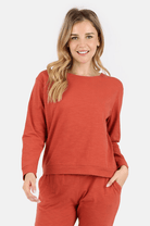 Lezat Tank Tegan Cotton Long Sleeve Pullover - Brick