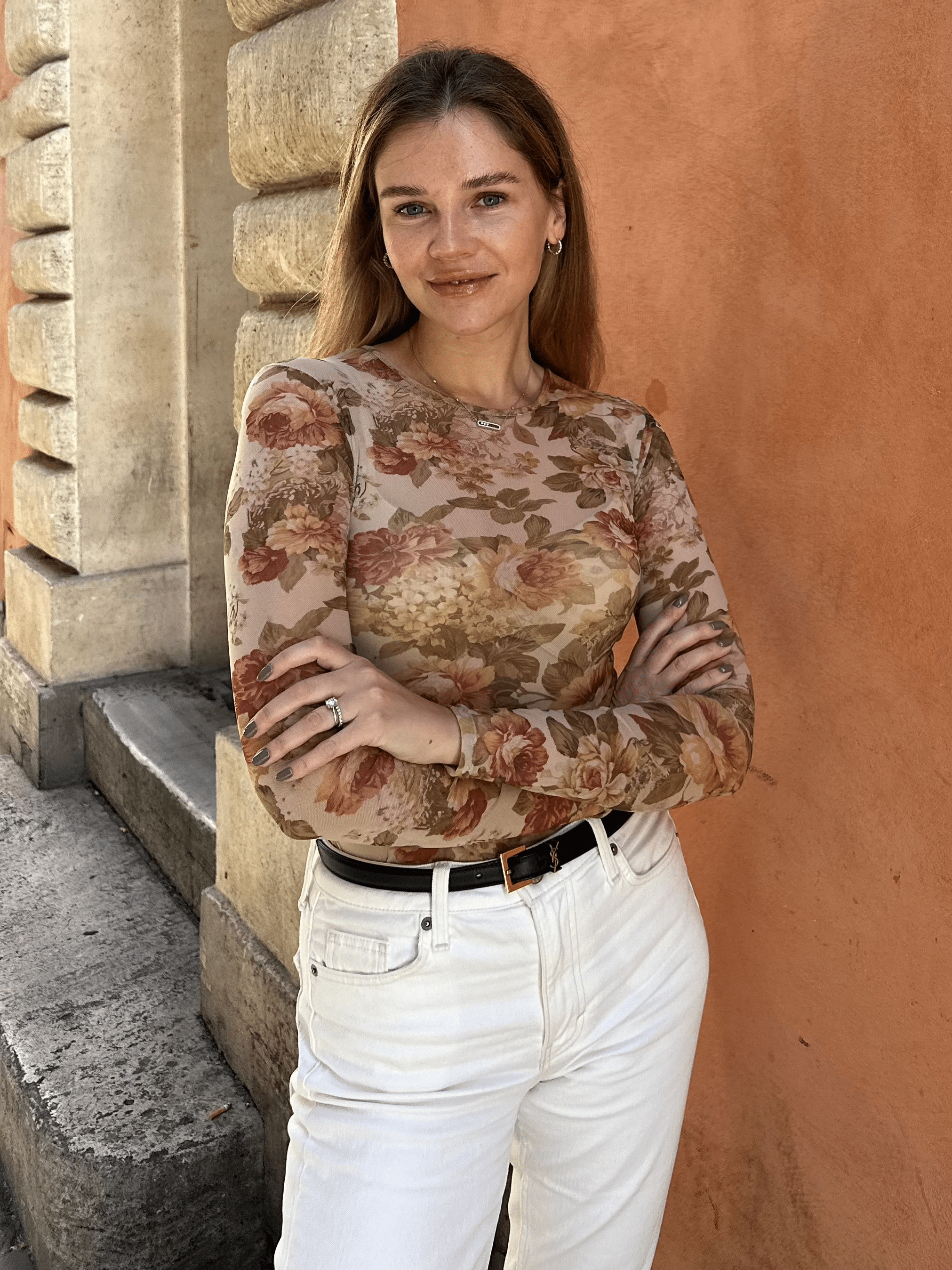 Lezat Top Anya Long Sleeve Mesh Top - Vintage Floral