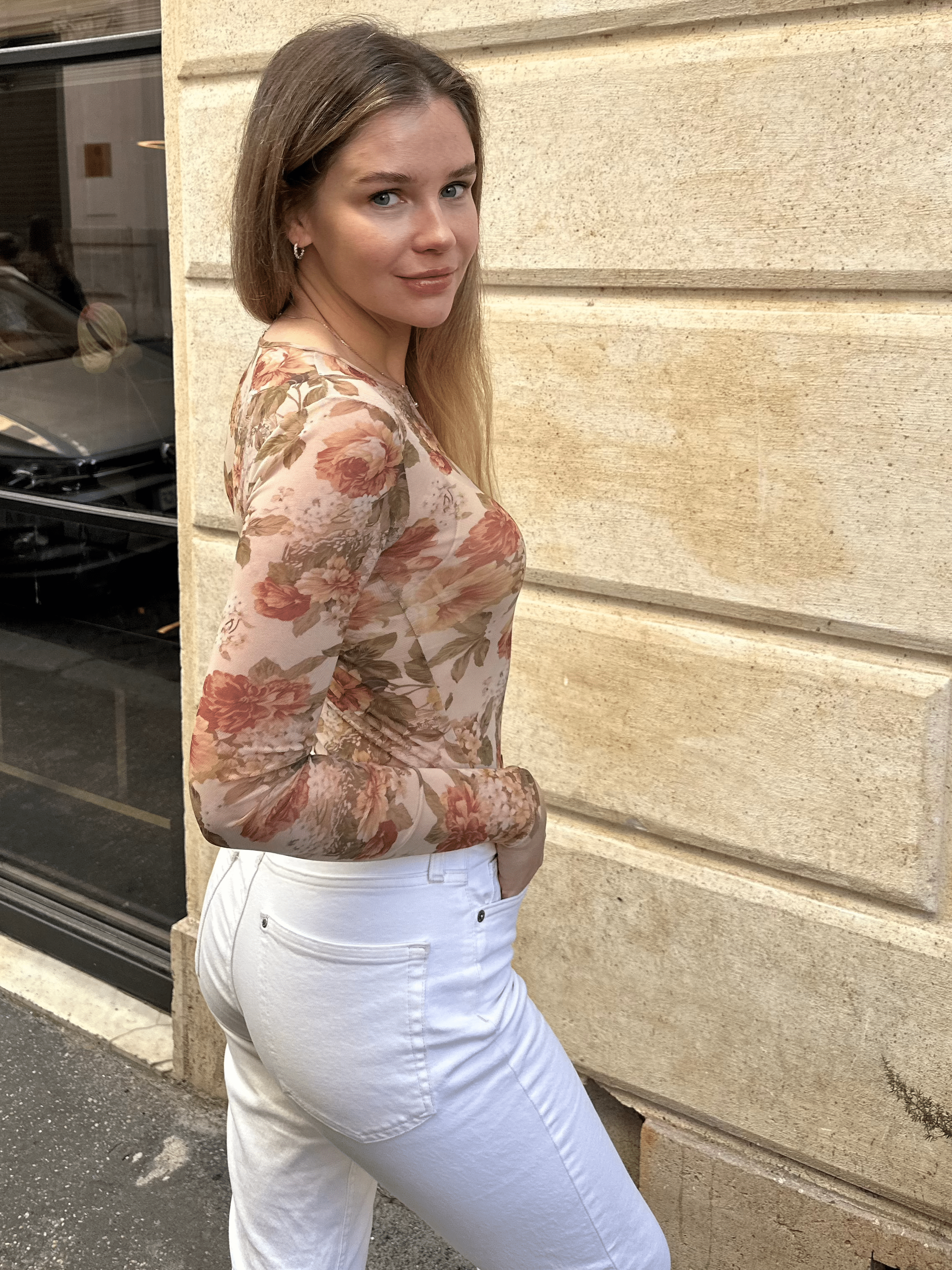 Lezat Top Anya Long Sleeve Mesh Top - Vintage Floral