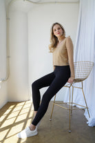 Lezat Top Hailey Mesh and Cotton Long Sleeve Top - Latte